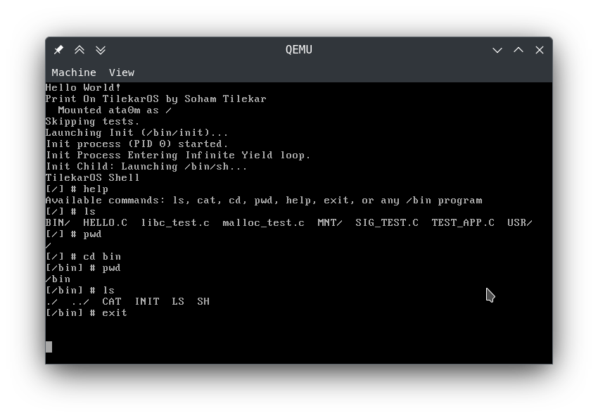 TilekarOS Monolithic Kernel